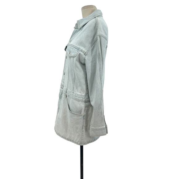 Zara Denim Short Mini Dress Light Wash Blue Long Sleeves Coverall Size Large - Picture 5 of 12